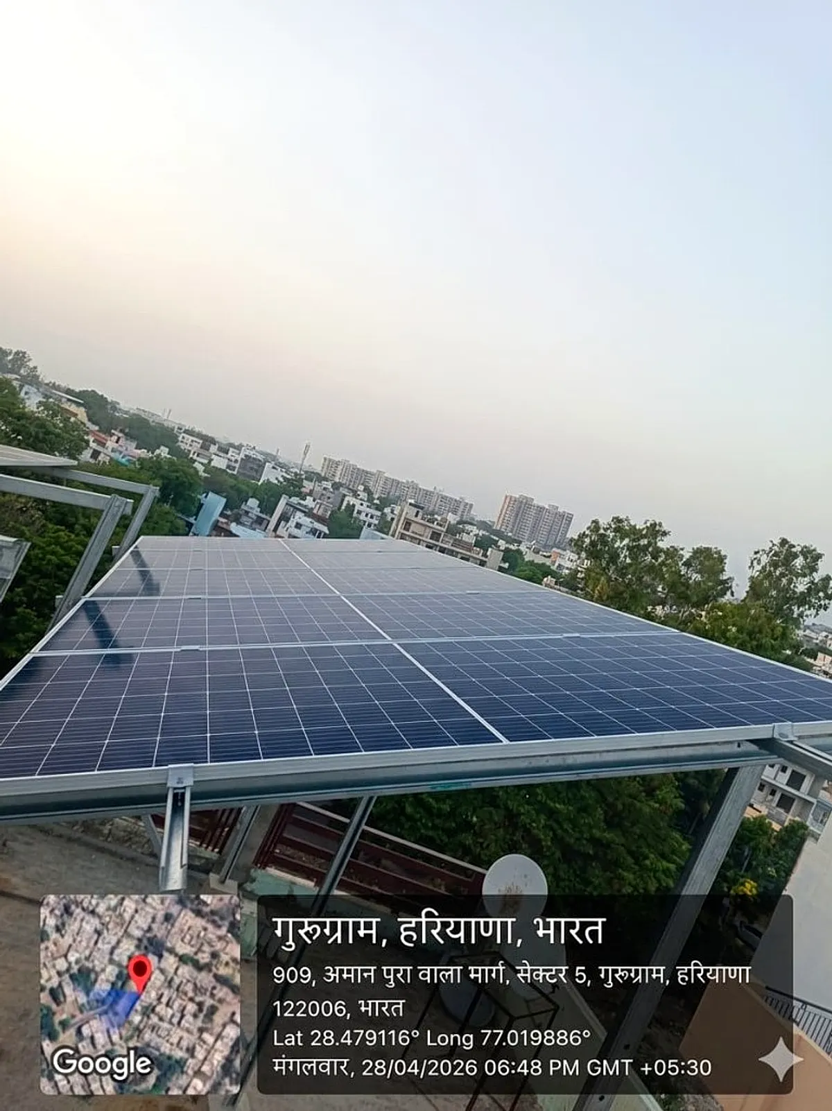 3kW On-Grid solar installation in Palam Vihar Gurgaon